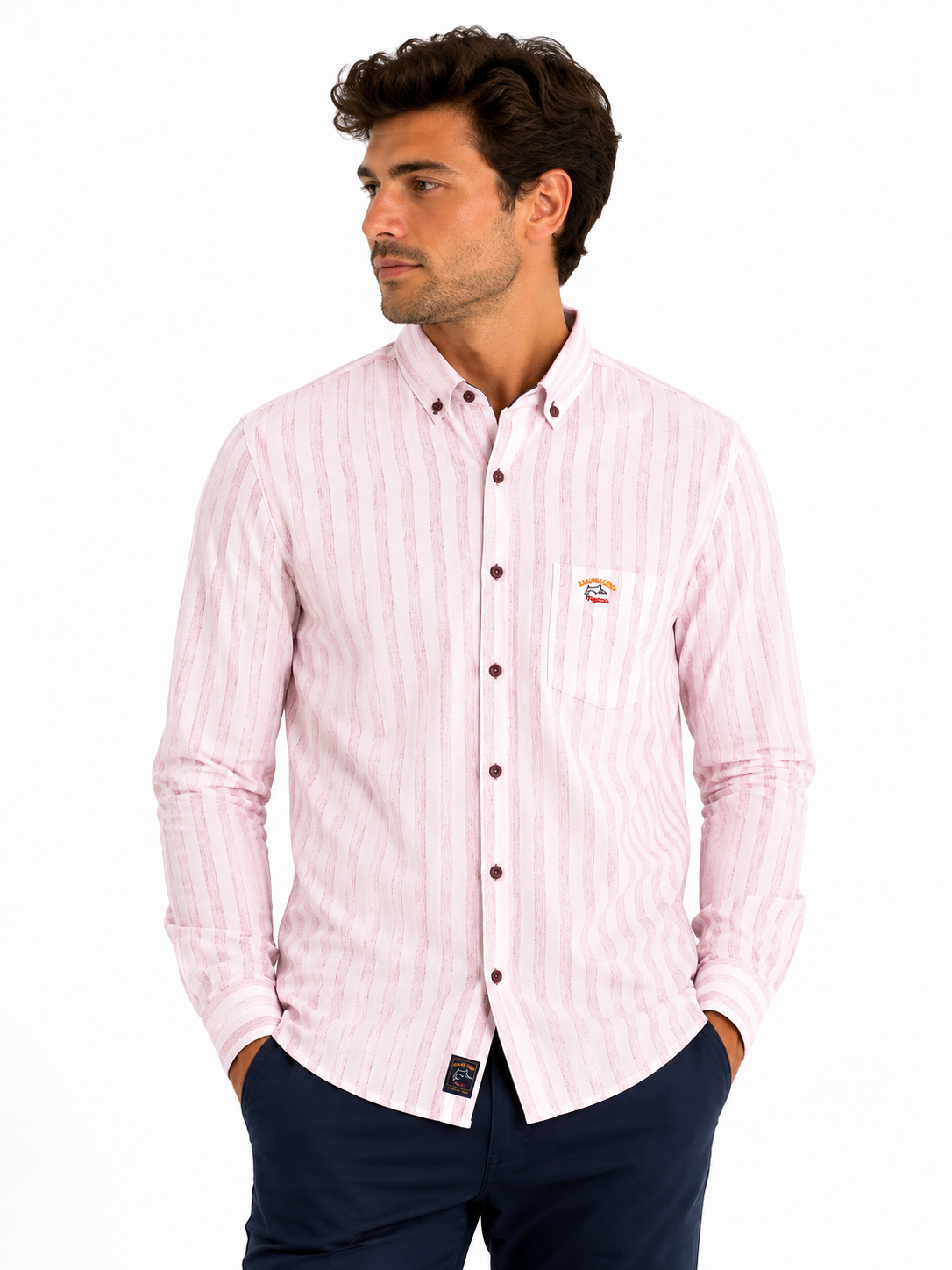 Chemise homme à motifs rayés et carreaux
