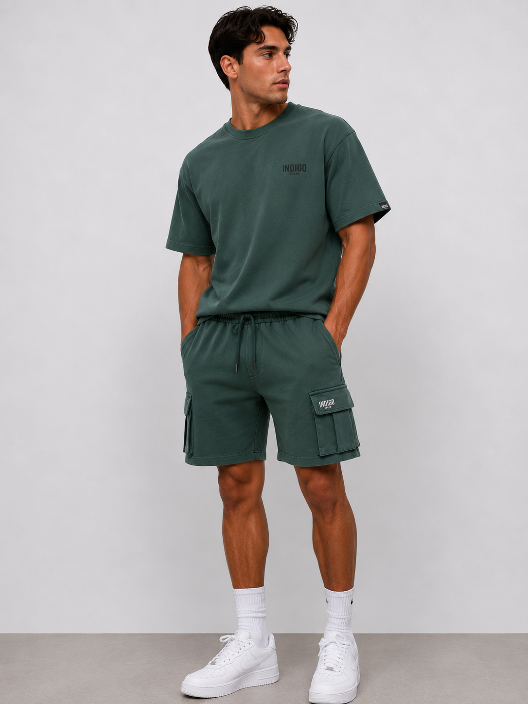 Ensemble T-shirt & Short Cargo Indigo Denim