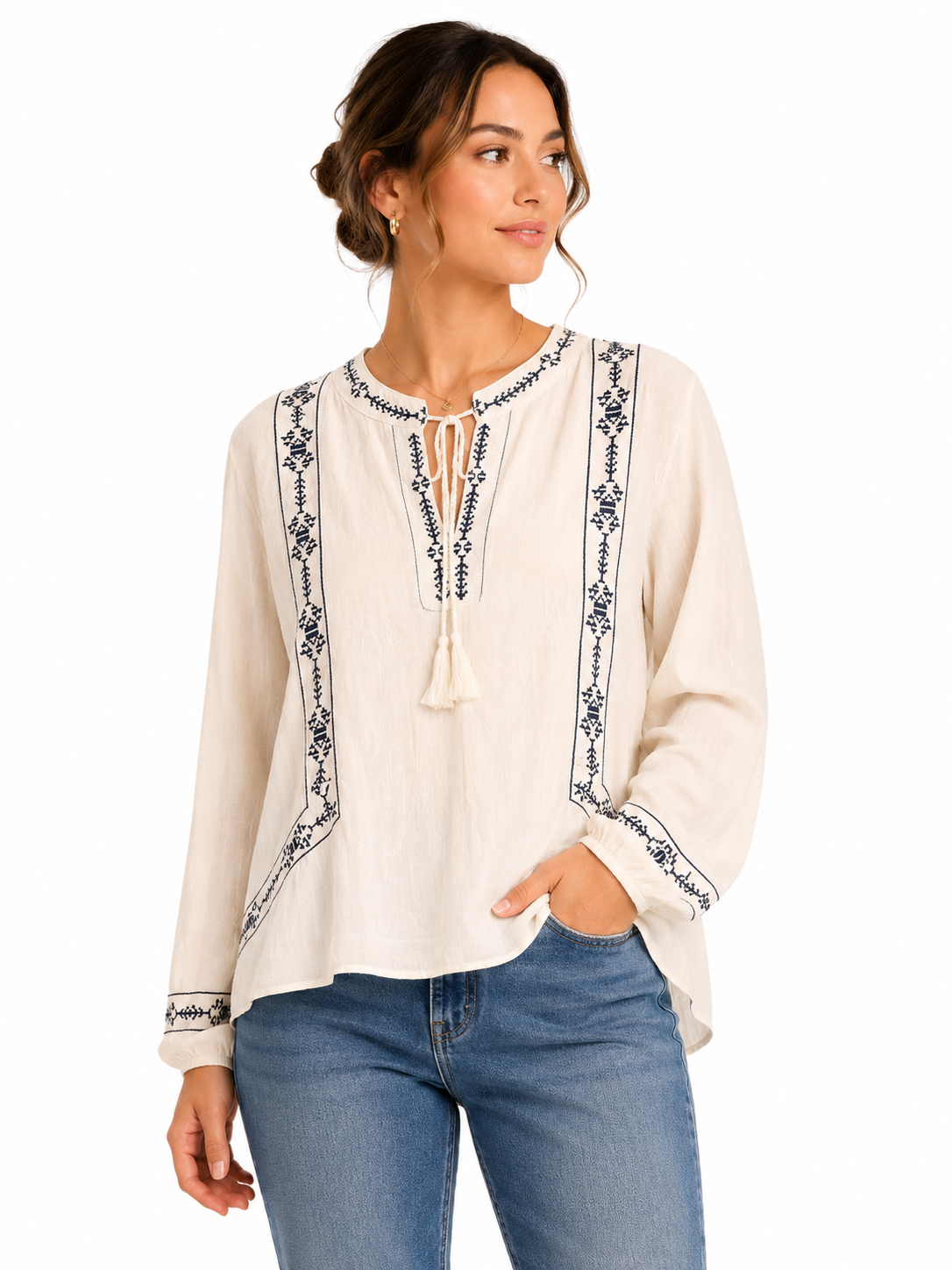 Blouse fluide brodée