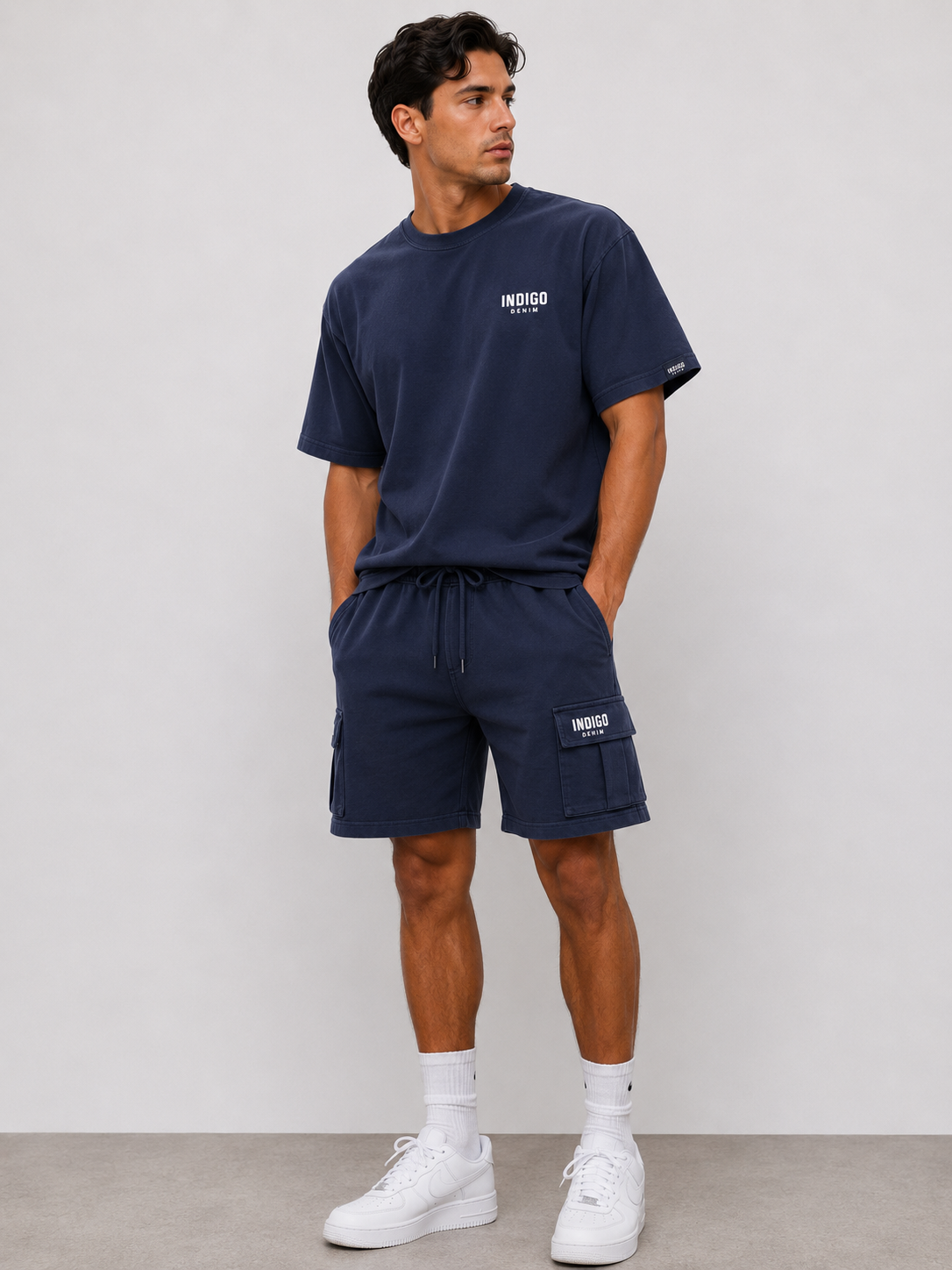 Ensemble T-shirt & Short Cargo Indigo Denim