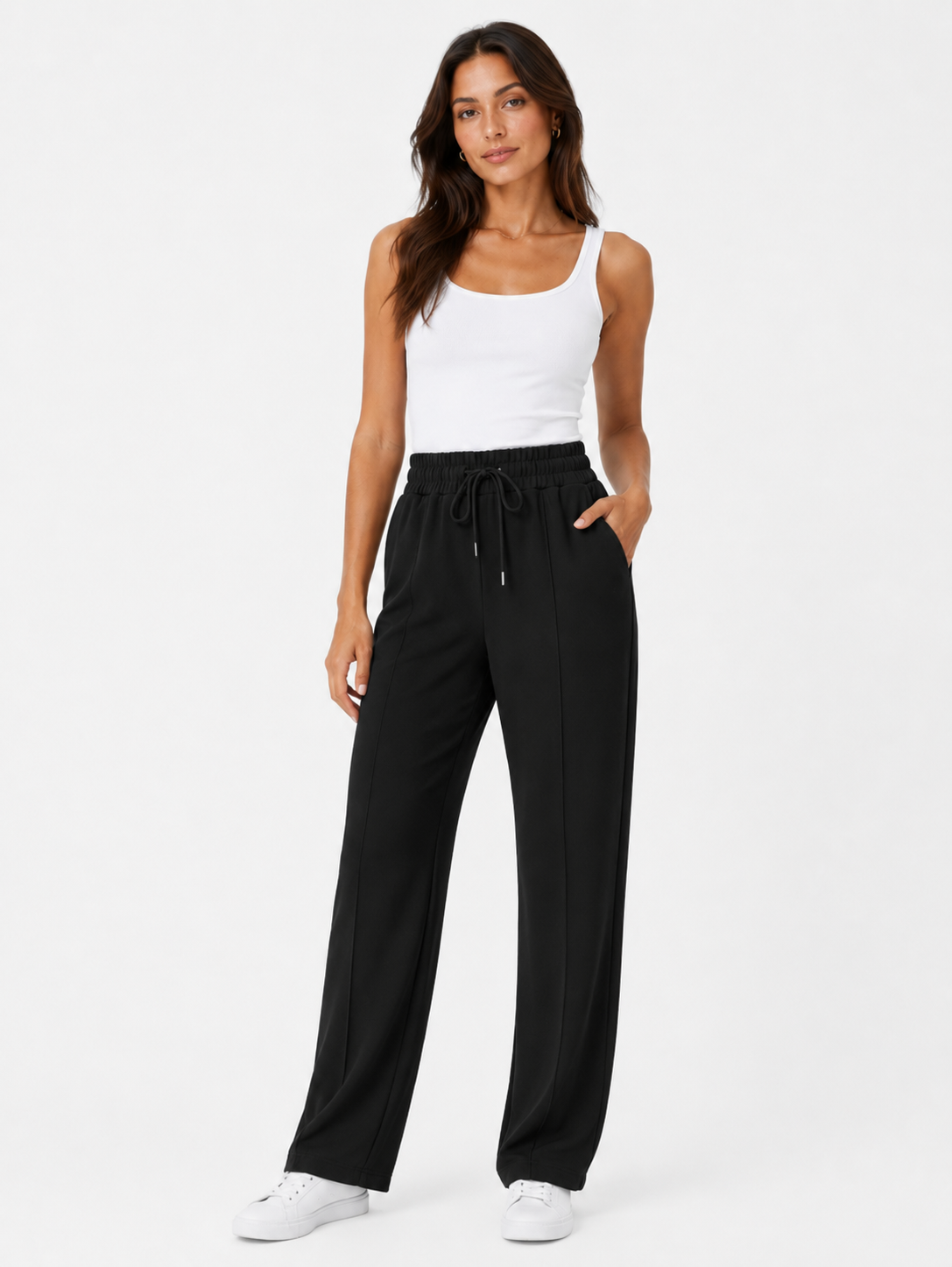 Pantalon large à cordon confortable