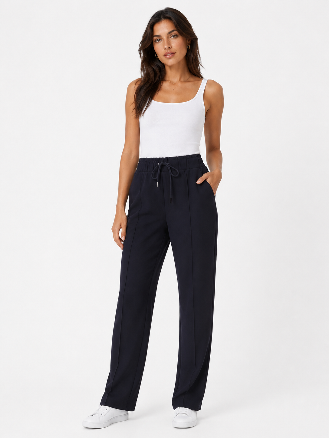 Pantalon large à cordon confortable