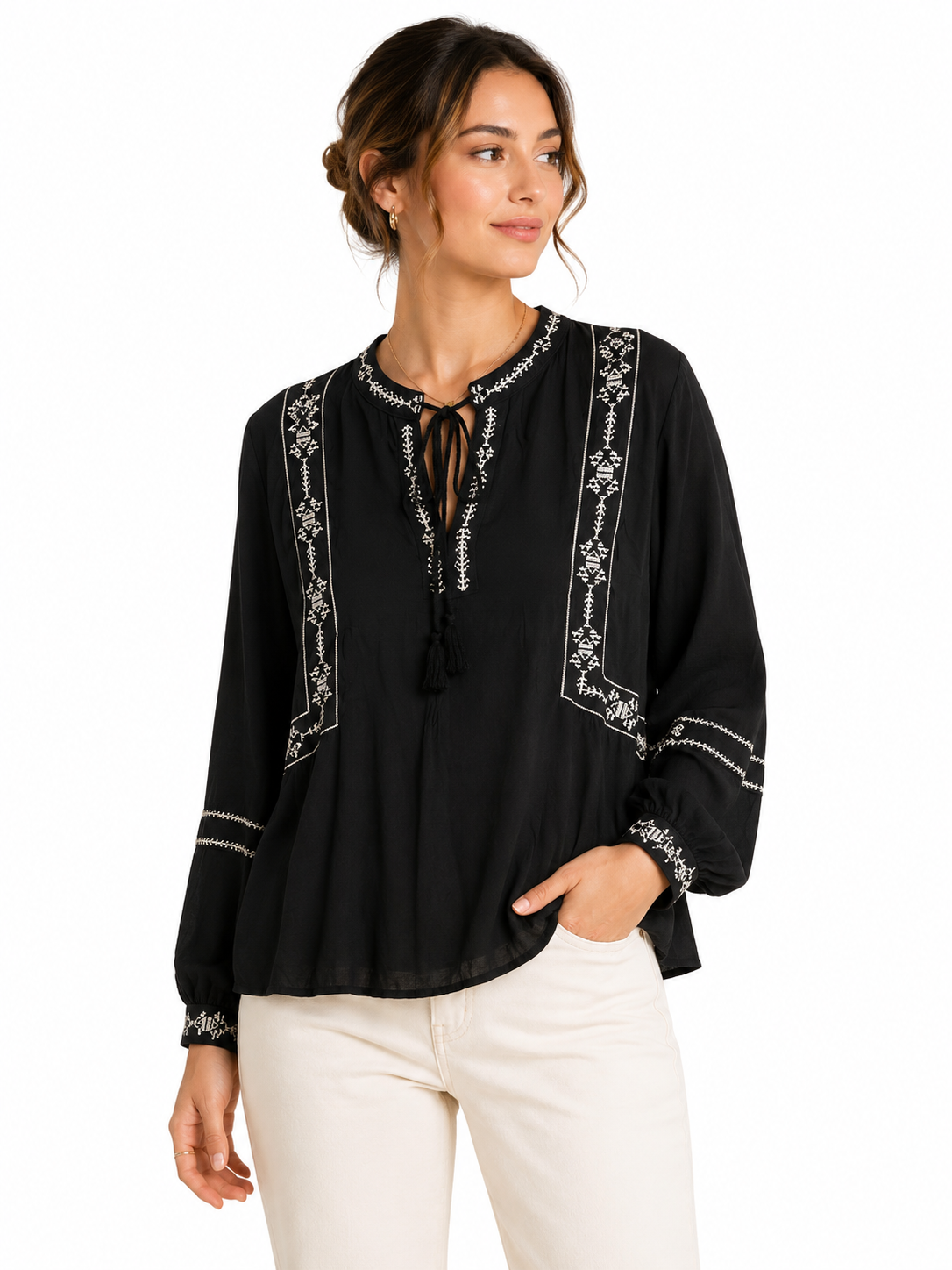 Blouse fluide brodée