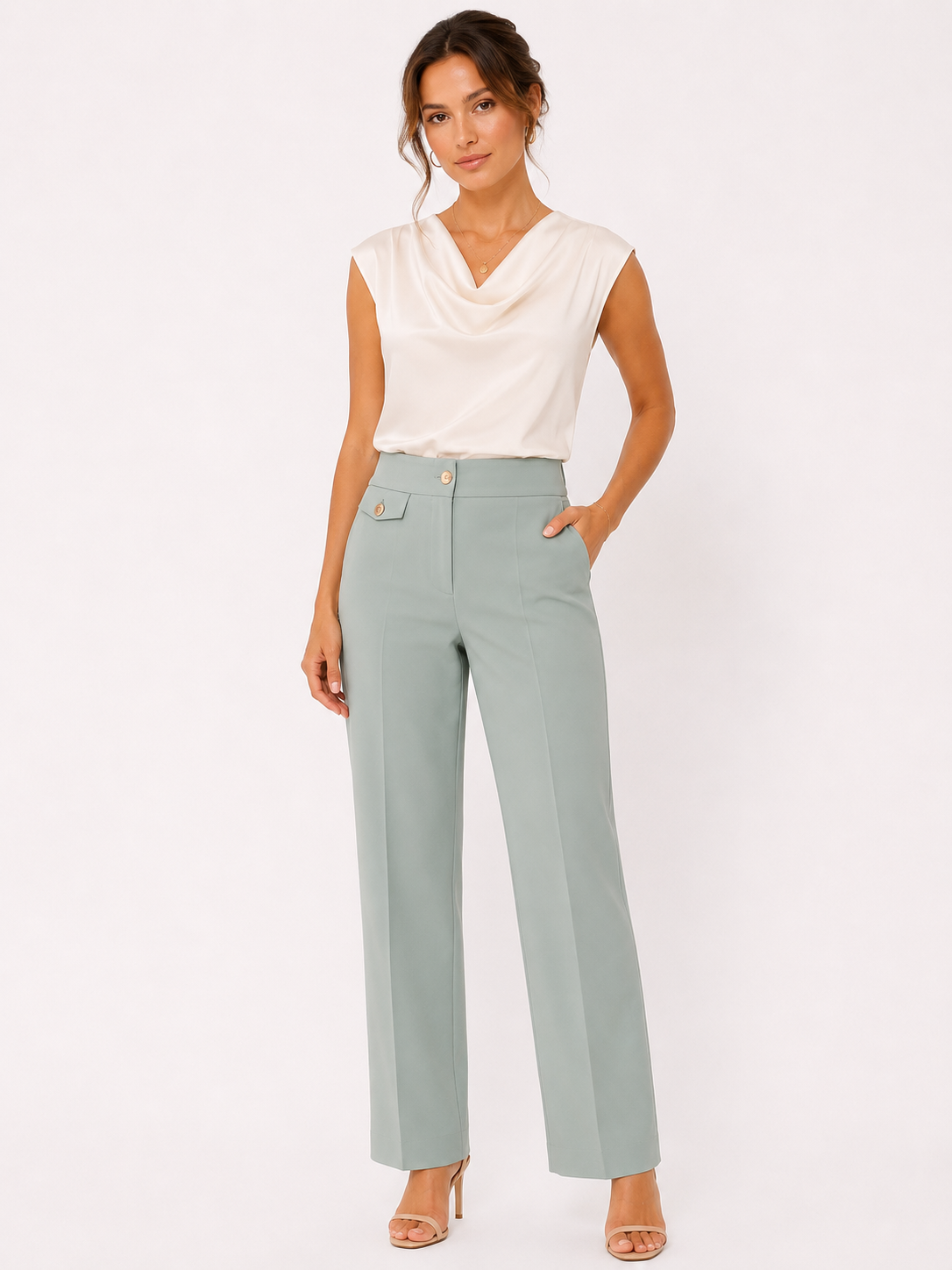 Pantalon femme élégant coupe droite