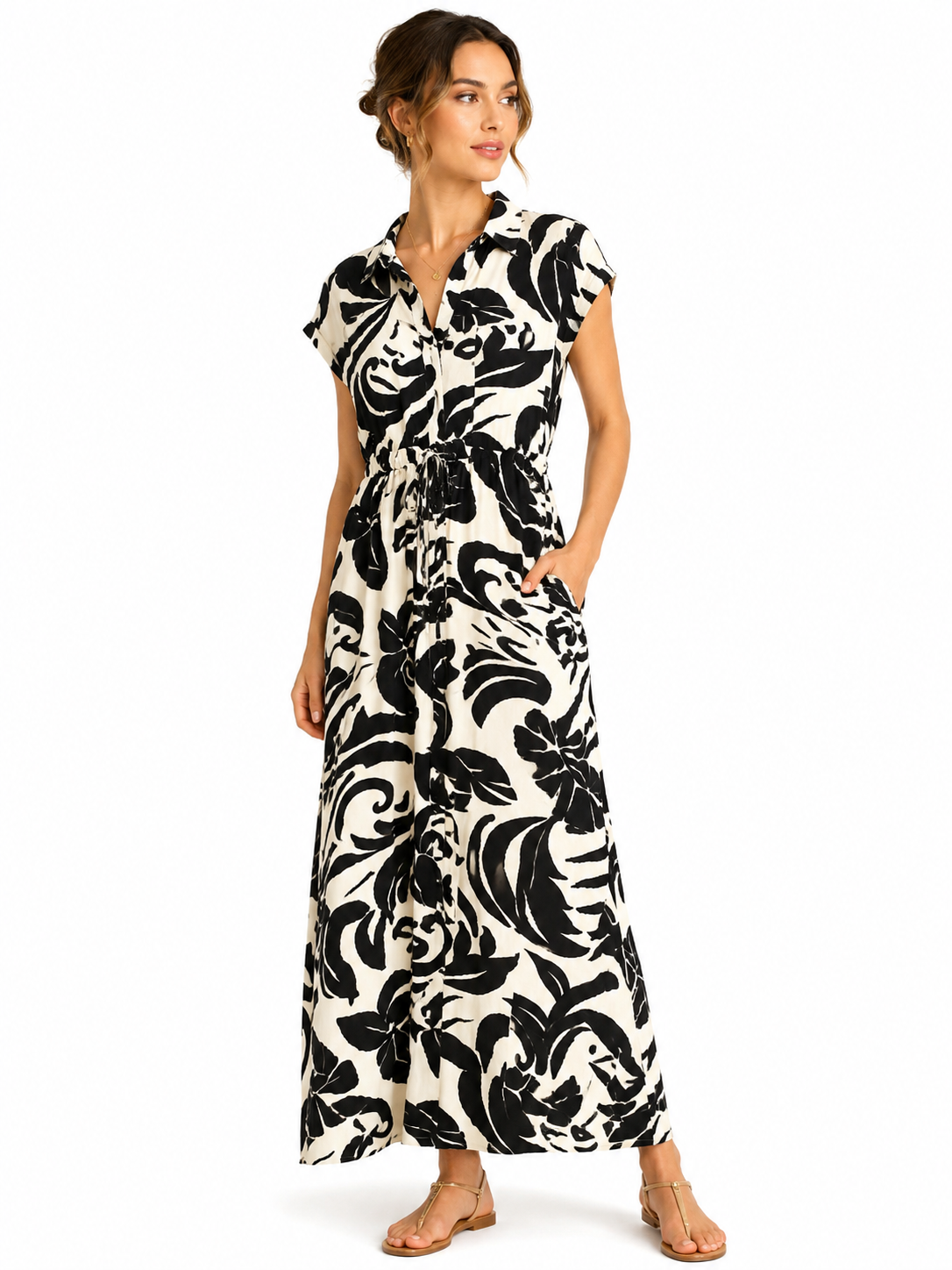 Robe longue fluide imprimée