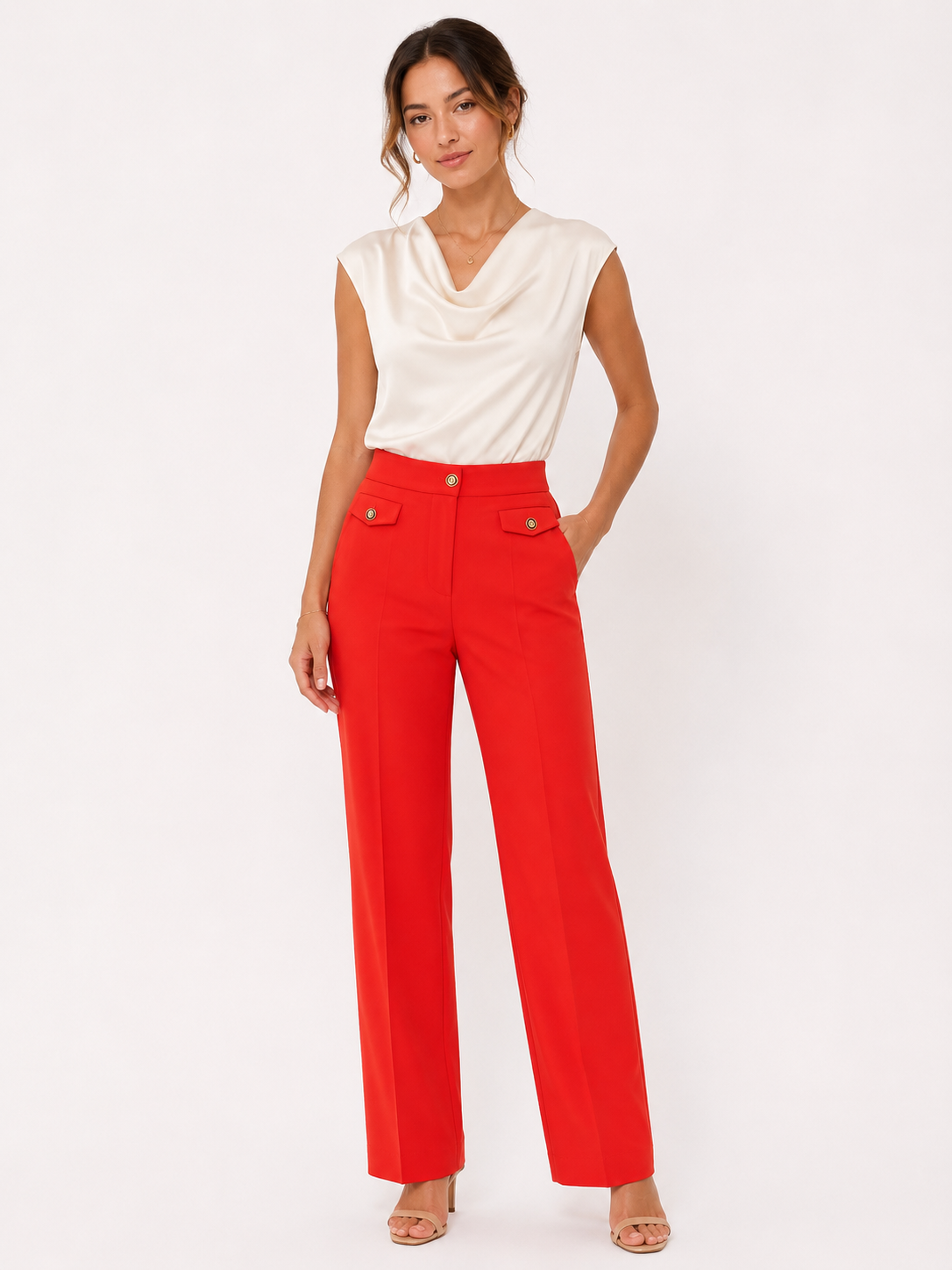 Pantalon femme élégant coupe droite