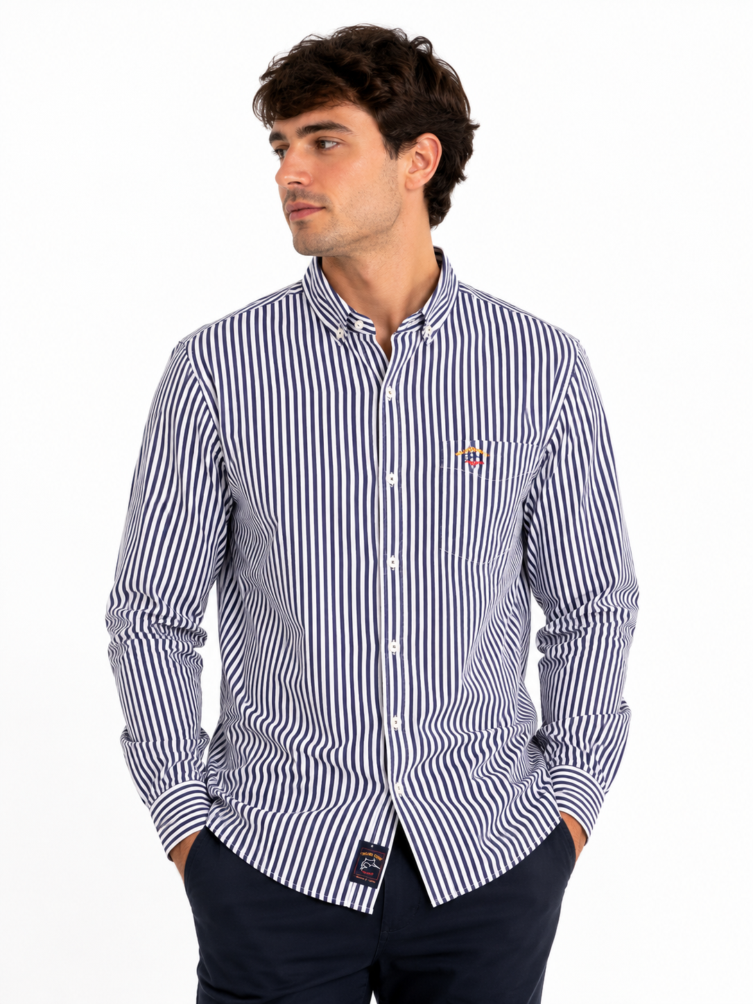 Chemise homme à motifs rayés et carreaux
