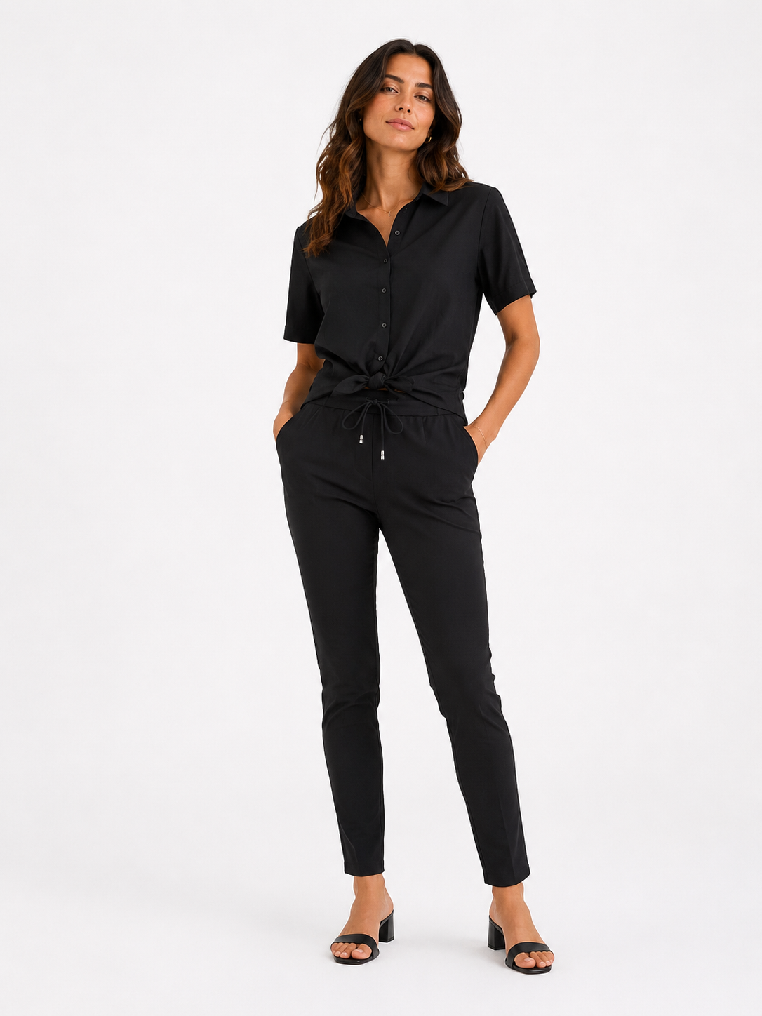 Pantalon ajusté taille élastique